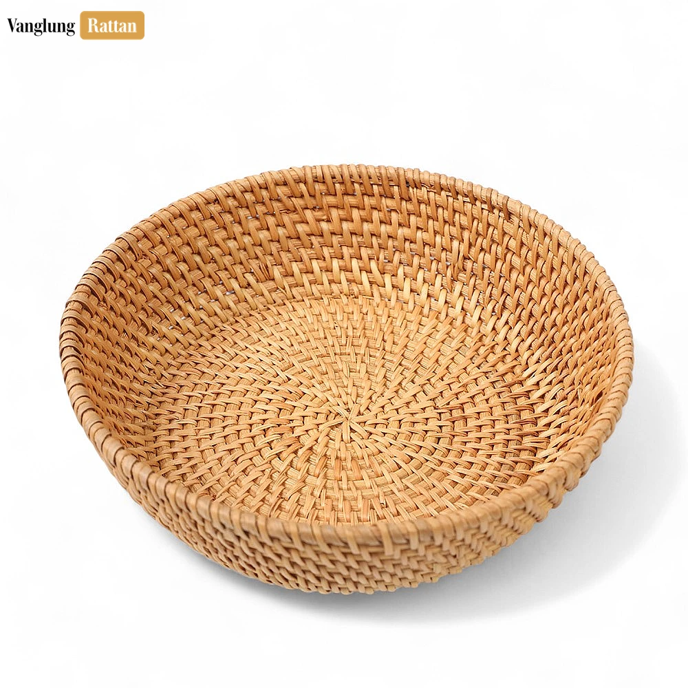 Rattan Export Handicraft Woven Natural Green Straw Rattan Spiral Bowl - REX-TW01BL0014N