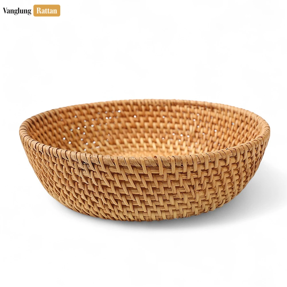 Rattan Export Handicraft Woven Natural Green Straw Rattan Spiral Bowl - REX-TW01BL0014N