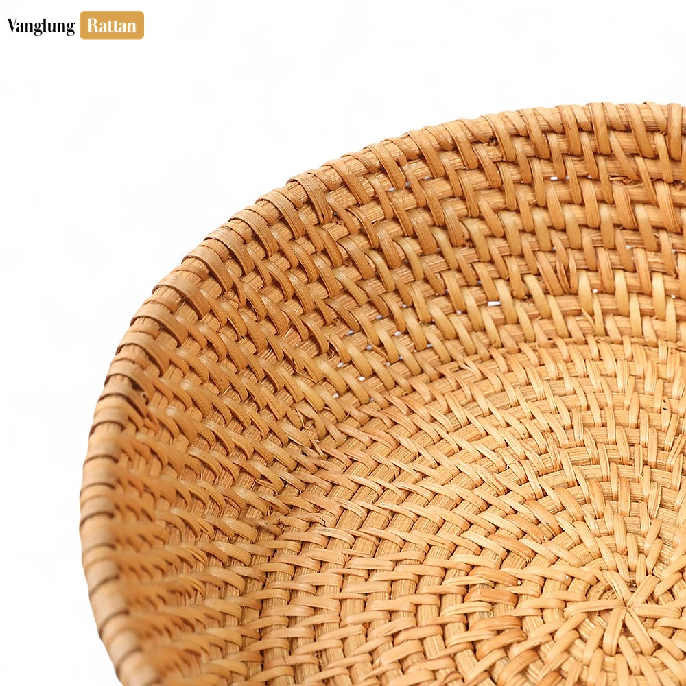 Rattan Export Handicraft Woven Natural Green Straw Rattan Spiral Bowl - REX-TW01BL0014N