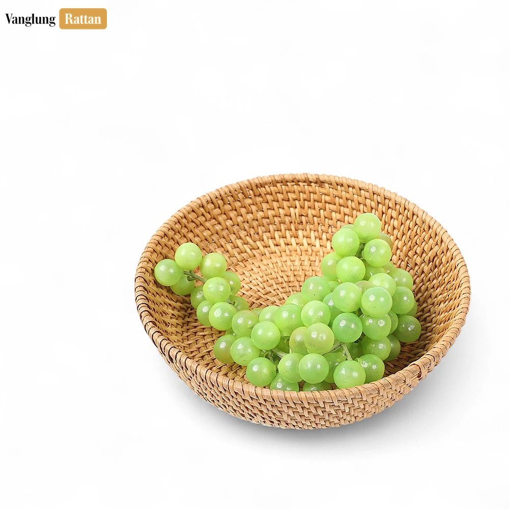 Rattan Export Handicraft Woven Natural Green Straw Rattan Spiral Bowl - REX-TW01BL0014N