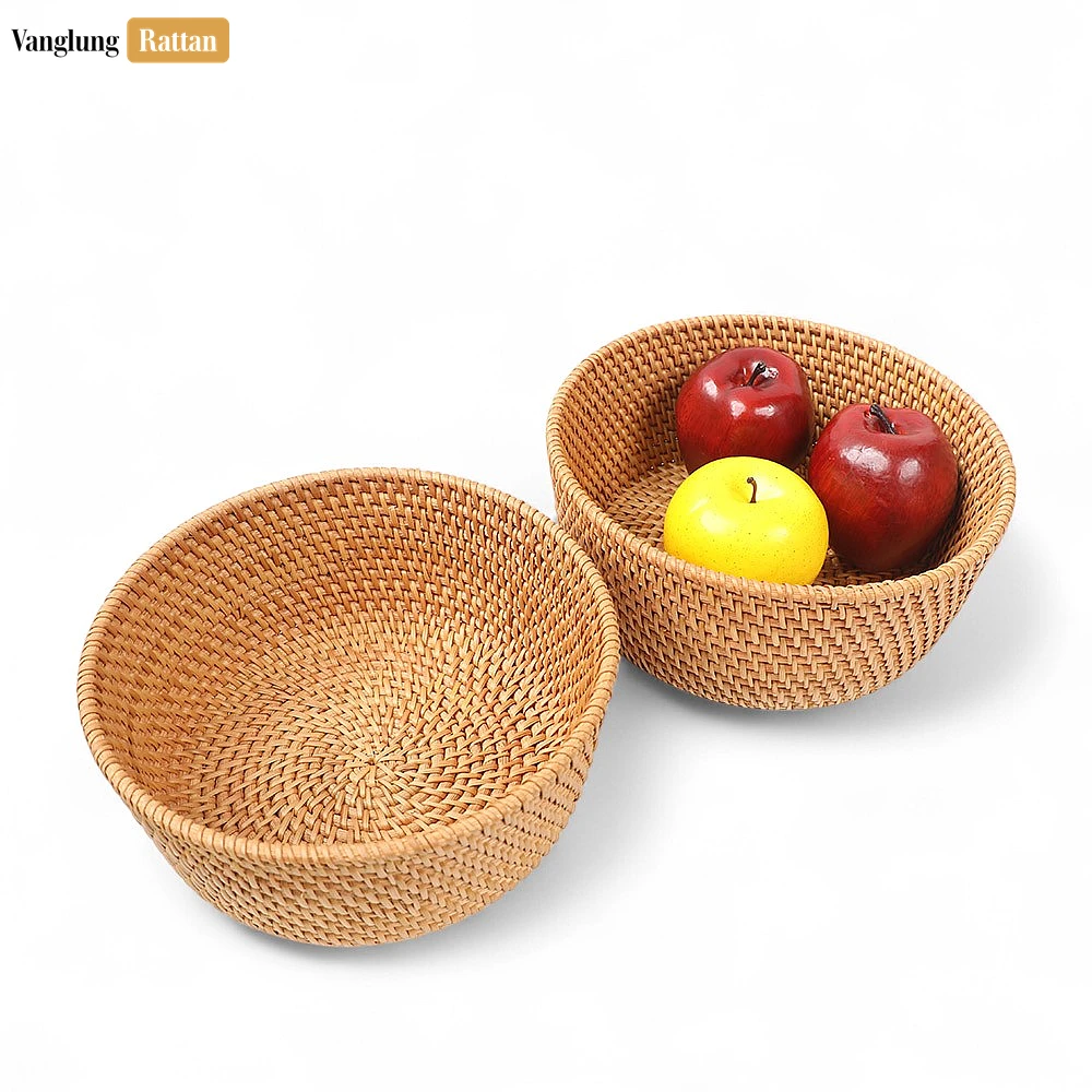 Rattan Export Handwoven Green Round Deep Straw Rattan Bowl - REX-TW01BL0013