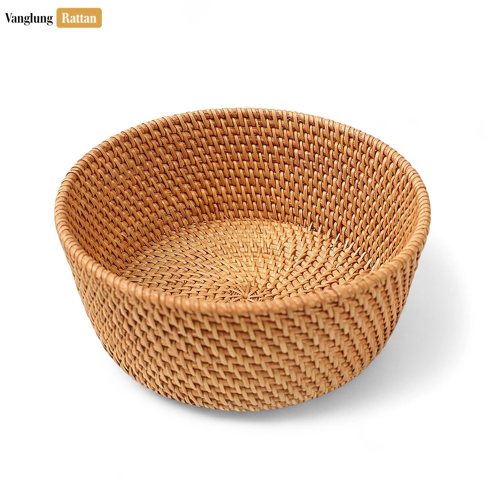 Rattan Export Handwoven Green Round Deep Straw Rattan Bowl - REX-TW01BL0013