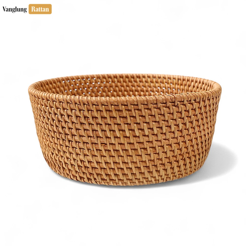 Rattan Export Handwoven Green Round Deep Straw Rattan Bowl - REX-TW01BL0013