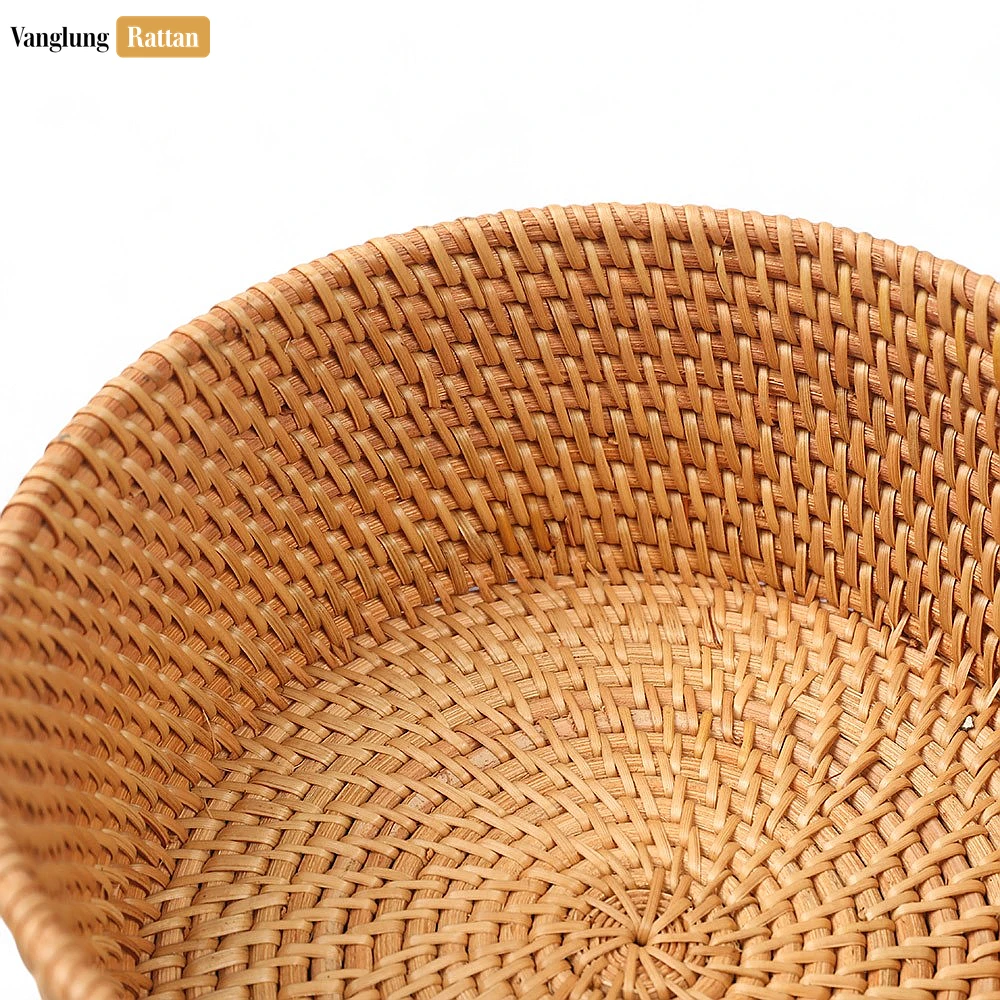 Rattan Export Handwoven Green Round Deep Straw Rattan Bowl - REX-TW01BL0013