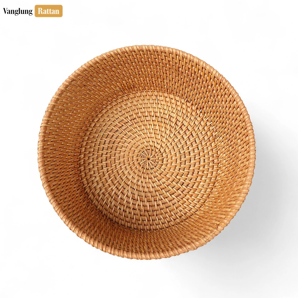 Rattan Export Handwoven Green Round Deep Straw Rattan Bowl - REX-TW01BL0013