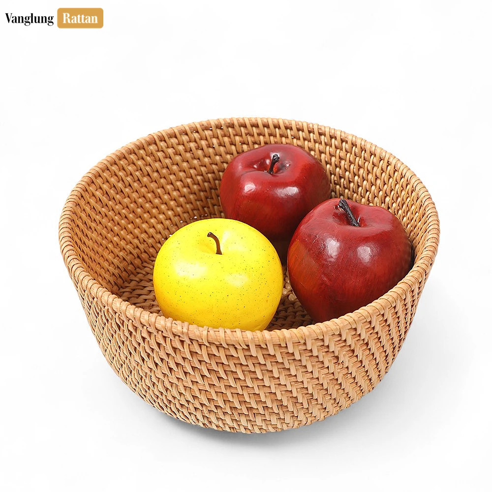 Rattan Export Handwoven Green Round Deep Straw Rattan Bowl - REX-TW01BL0013