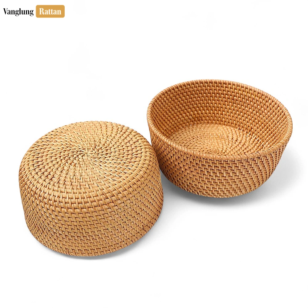 Rattan Export Handwoven Green Round Deep Straw Rattan Bowl - REX-TW01BL0013
