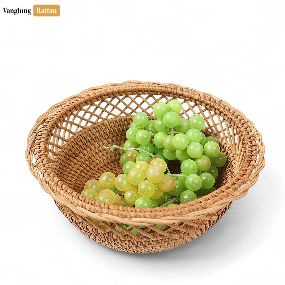Rattan Export New Design Handcrafted Light Brown Straw Rattan Serving Bowl - REX-TW01BL0006