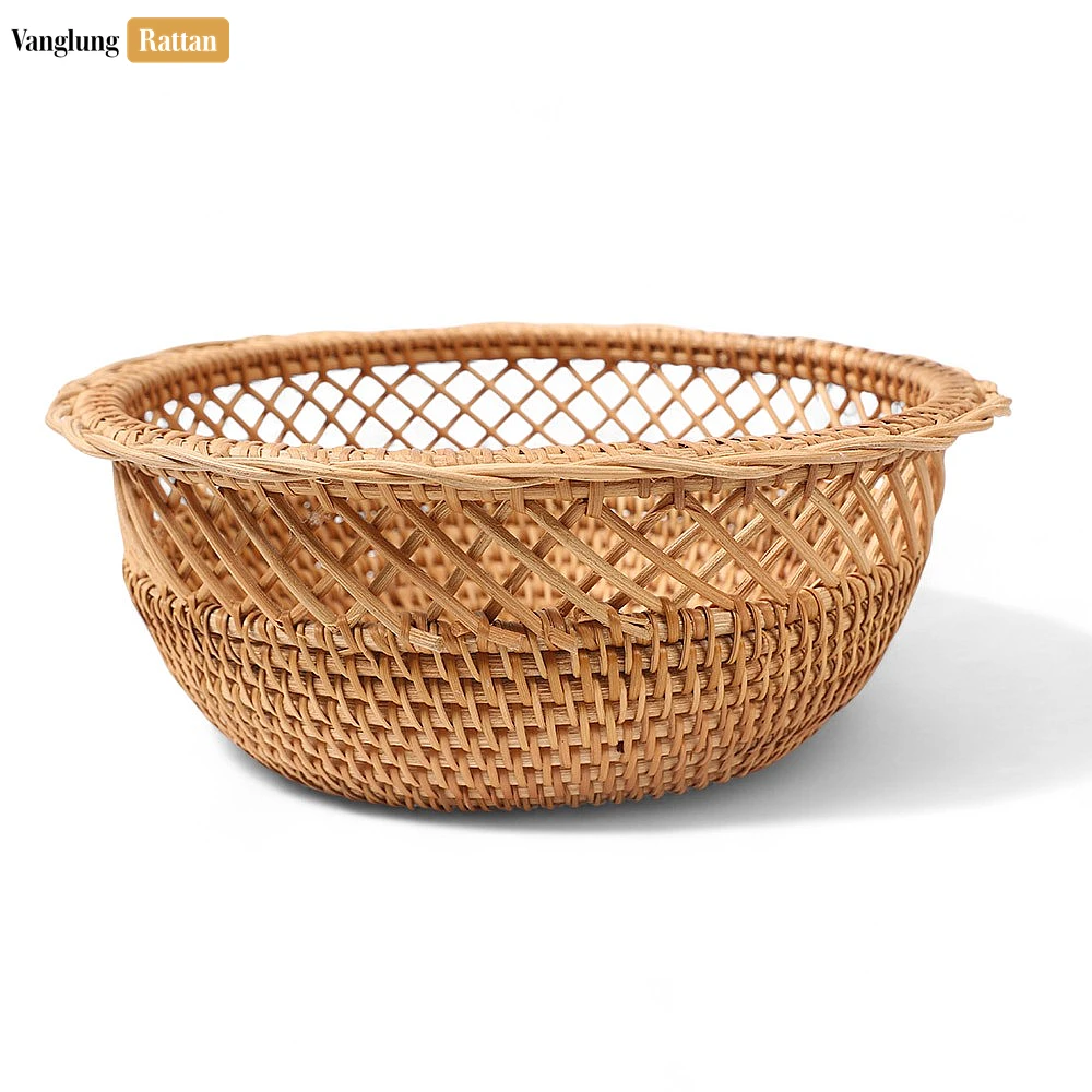 Rattan Export New Design Handcrafted Light Brown Straw Rattan Serving Bowl - REX-TW01BL0006