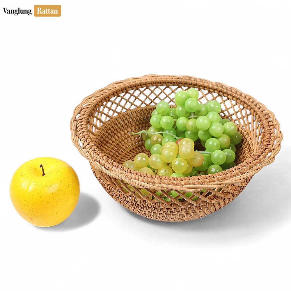 Rattan Export New Design Handcrafted Light Brown Straw Rattan Serving Bowl - REX-TW01BL0006