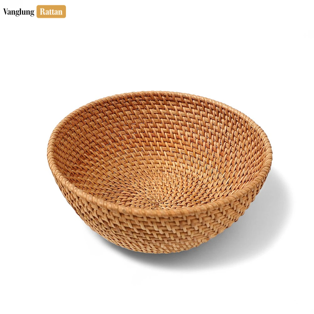 Rattan Export Brown Handicraft Round Straw Rattan Serving Bowl - REX-TW01BL0005