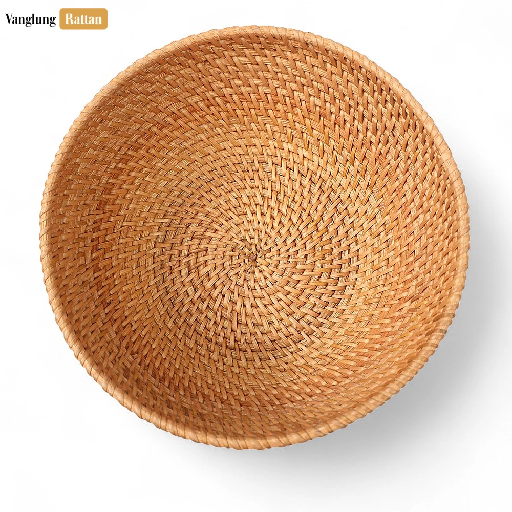 Rattan Export Brown Handicraft Round Straw Rattan Serving Bowl - REX-TW01BL0005