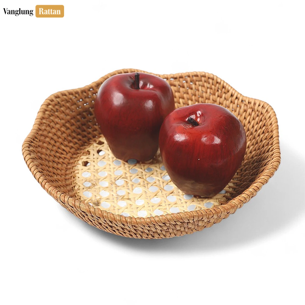 Rattan Export Natural Cane Mesh Handwoven Brown Straw Rattan Bowl - REX-TW01BL0004C