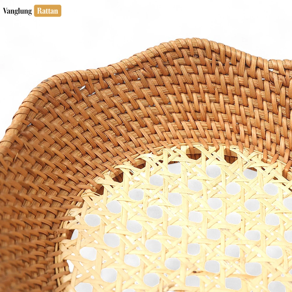 Rattan Export Natural Cane Mesh Handwoven Brown Straw Rattan Bowl - REX-TW01BL0004C