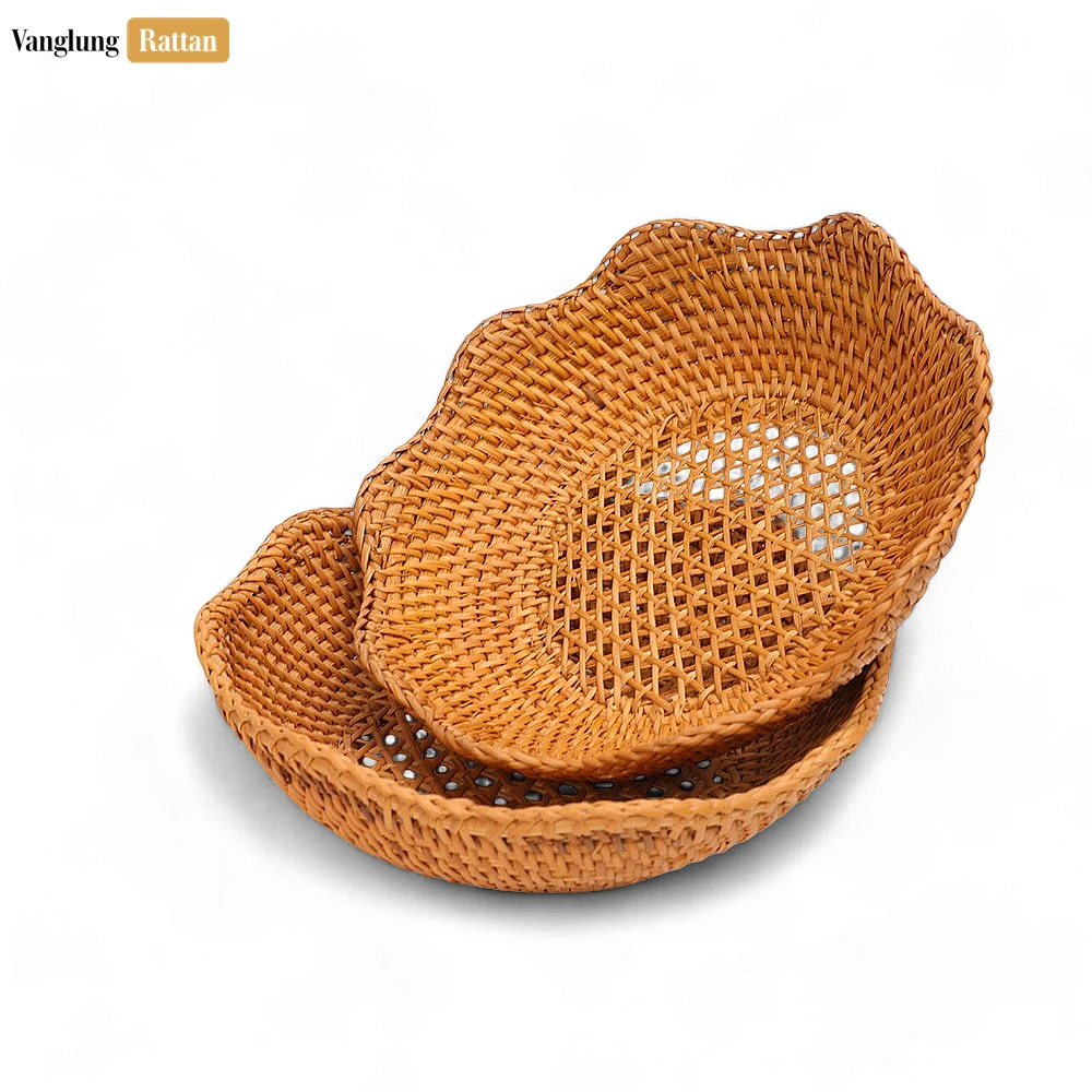 Rattan Export Cane Mesh Handwoven Green Straw Rattan Bowl - REX-TW01BL0004