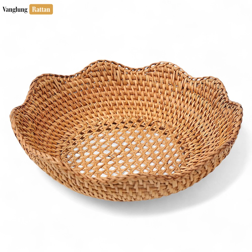 Rattan Export Cane Mesh Handwoven Green Straw Rattan Bowl - REX-TW01BL0004