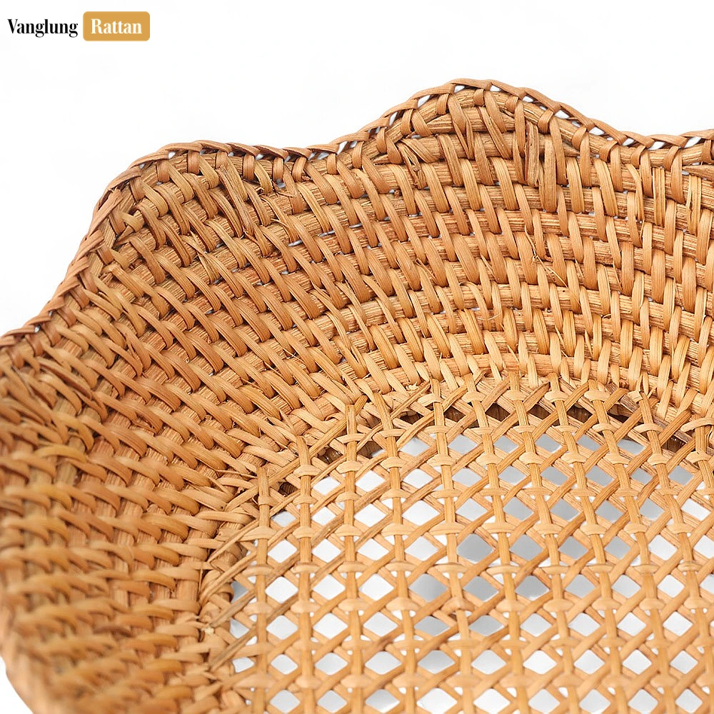 Rattan Export Cane Mesh Handwoven Green Straw Rattan Bowl - REX-TW01BL0004