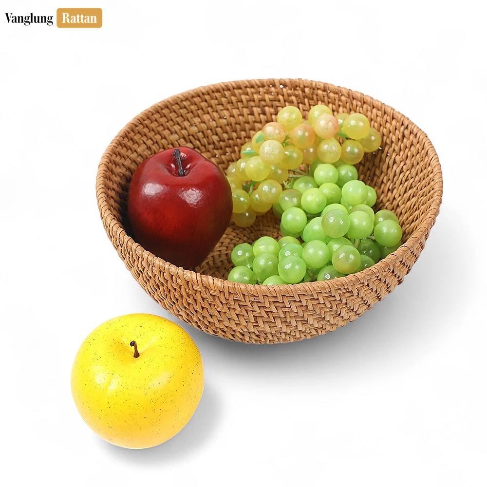 Rattan Export Green Handmade Straw Rattan Fruit Bowl - REX-TW01BL0003