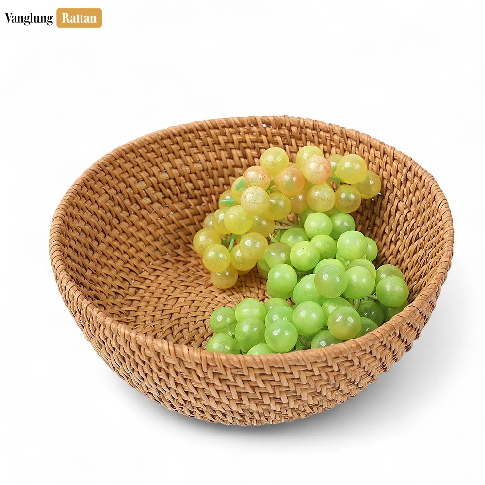 Rattan Export Green Handmade Straw Rattan Fruit Bowl - REX-TW01BL0003