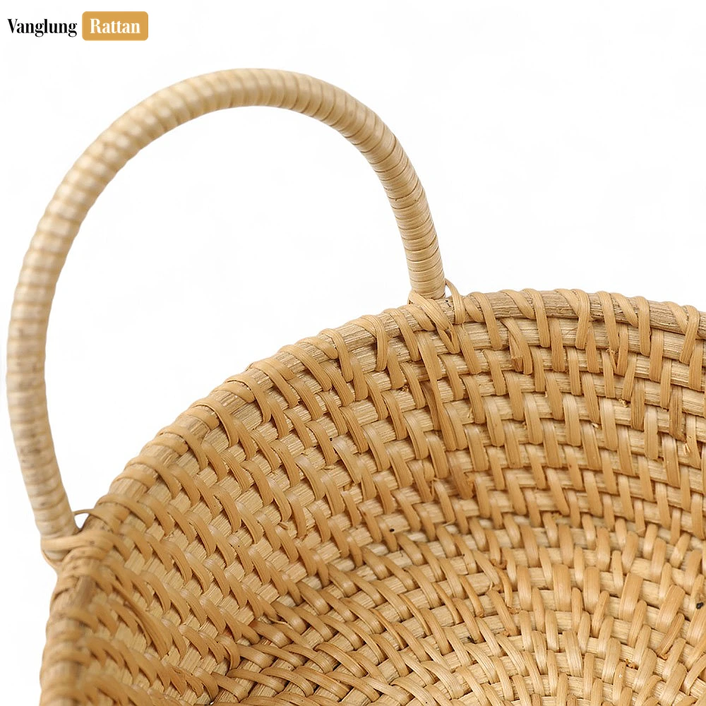 Rattan Export Natural Round Wicker Straw Rattan Serving Bowl with Handles - REX-TW01BL0002T