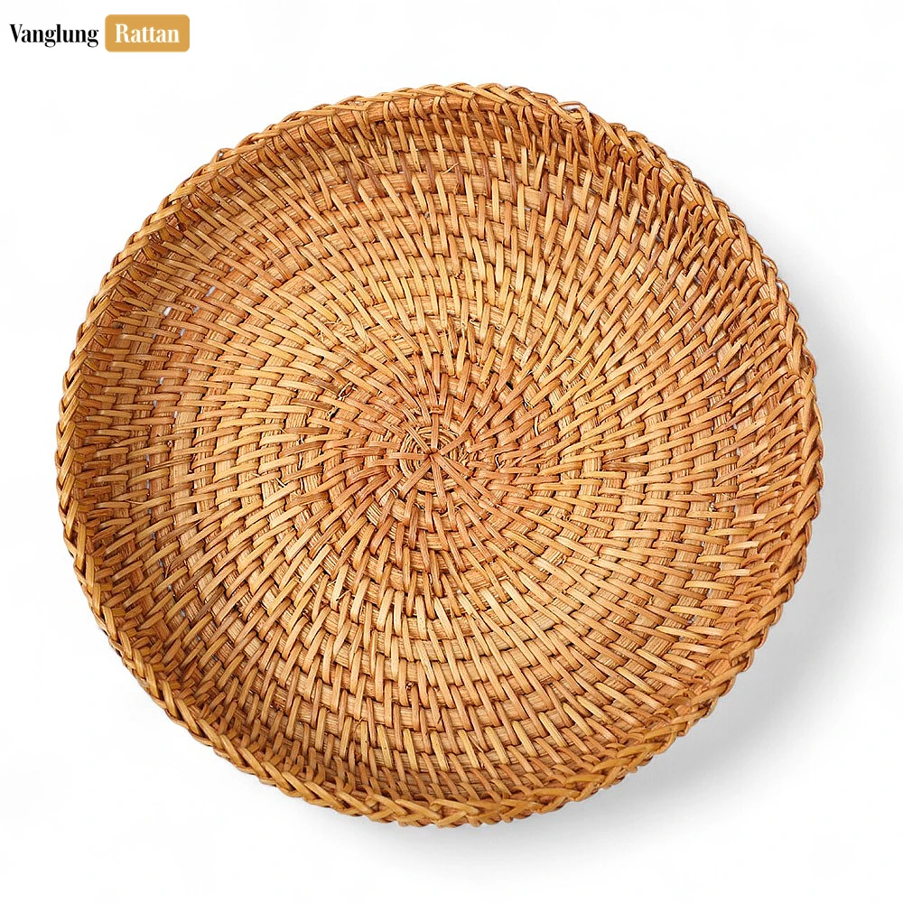 Rattan Export Green Handmade Wicker Straw Rattan Serving Bowl - REX-TW01BL0001