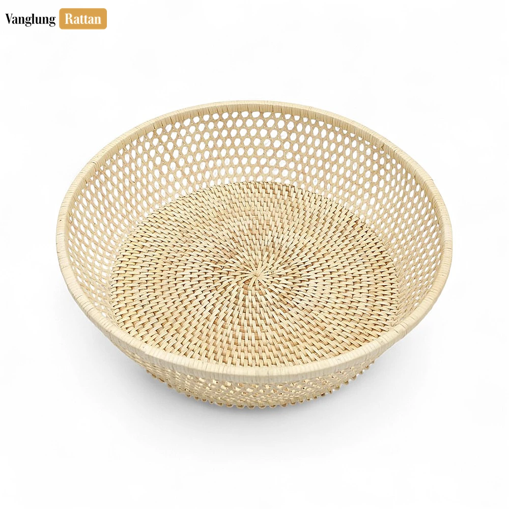 Rattan Export Light Natural Wicker Cane Mesh Serving Bowl - REX-TW02BL0026