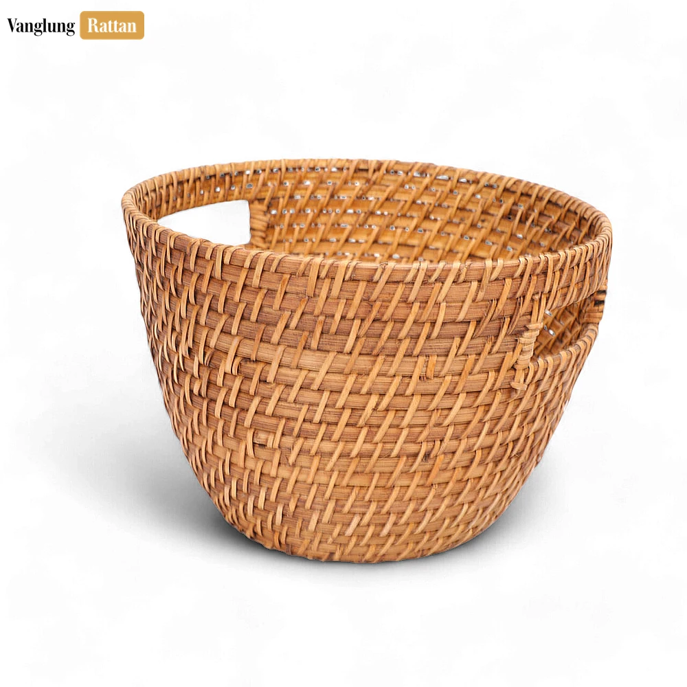 Rattan Export Handwoven Natural Bamboo Rattan Serving Bowl with Handles - REX-TW05BL0035