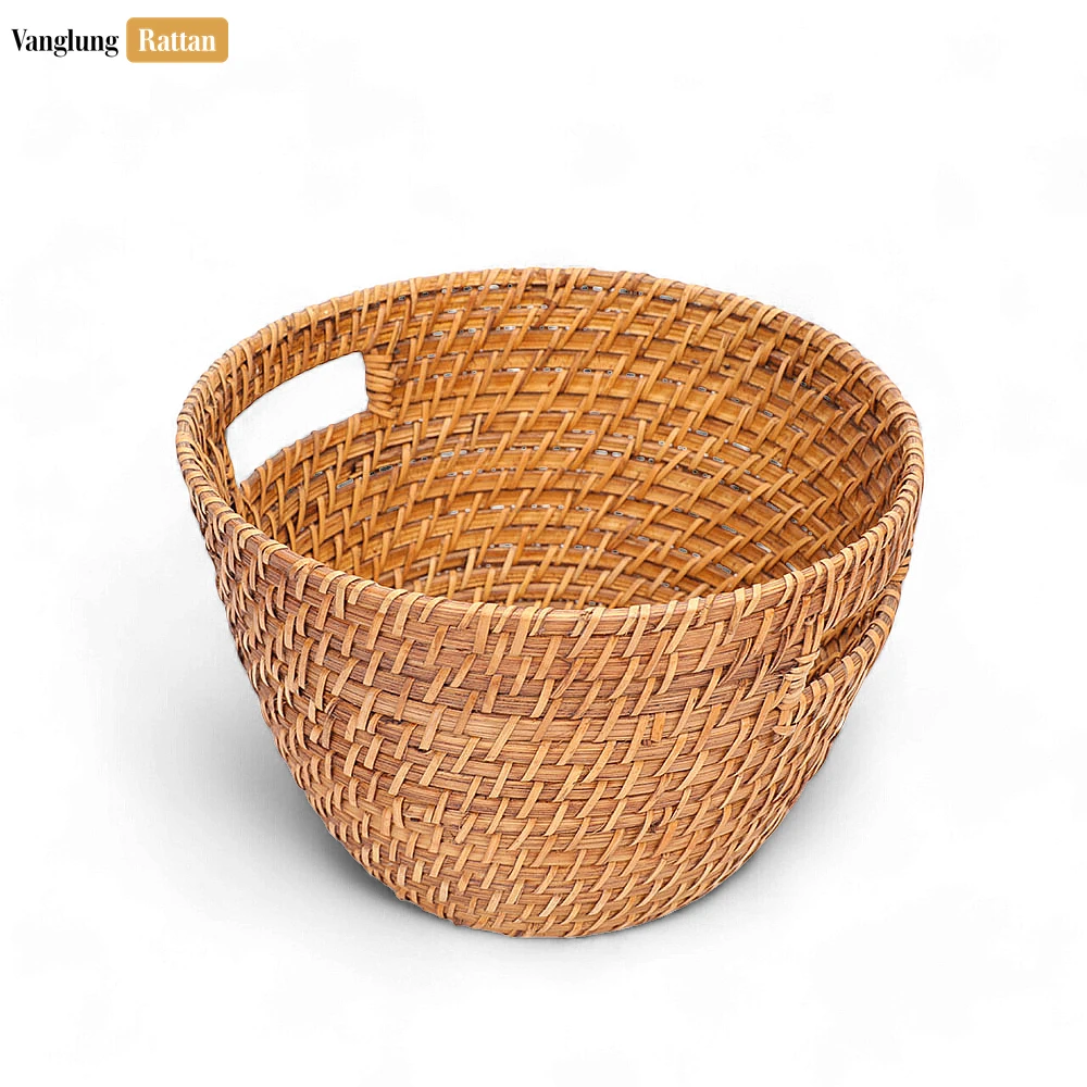 Rattan Export Handwoven Natural Bamboo Rattan Serving Bowl with Handles - REX-TW05BL0035