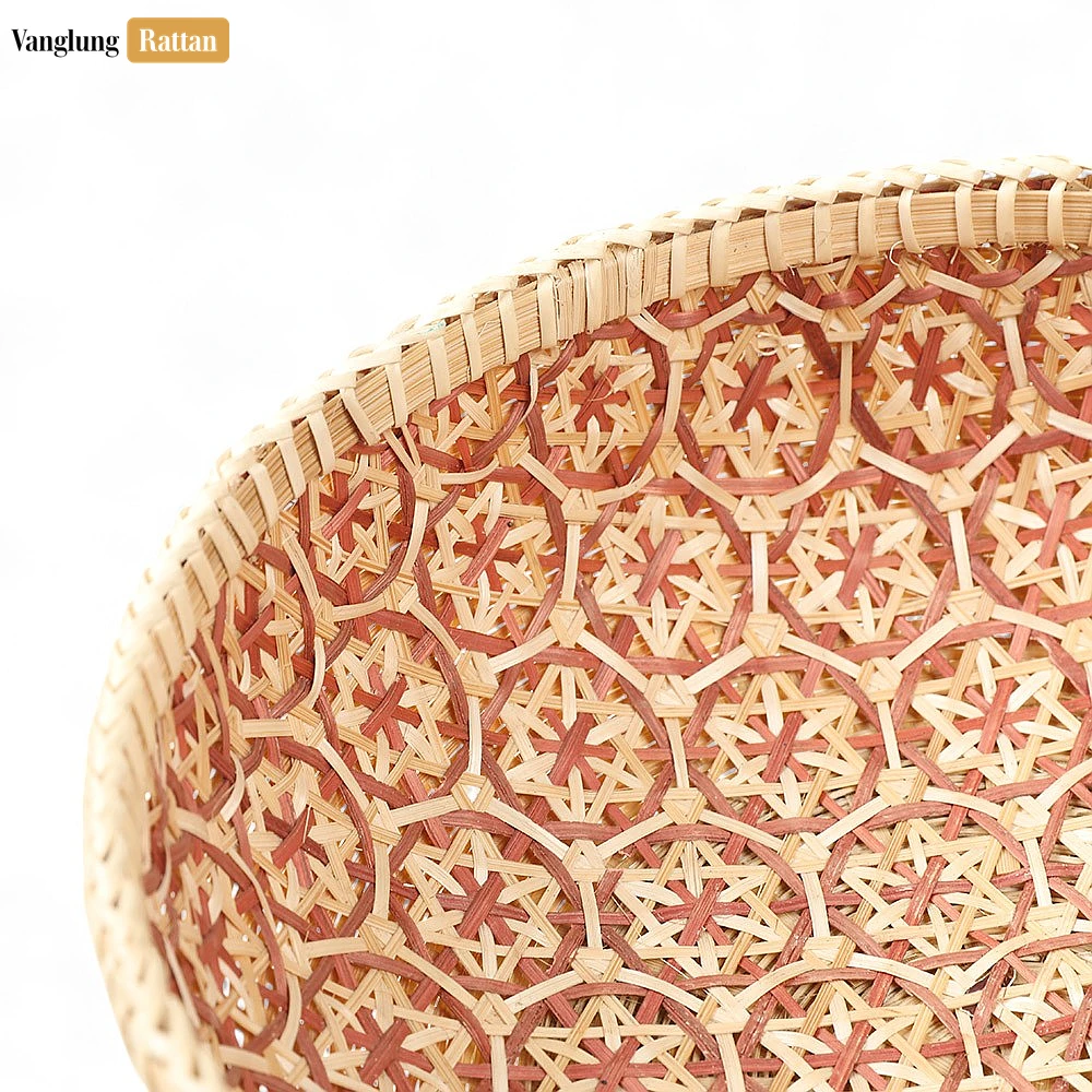 Rattan Export Woven Bamboo Rattan Bowl with Intricate Geometric Star Pattern - REX-TW05BL0033
