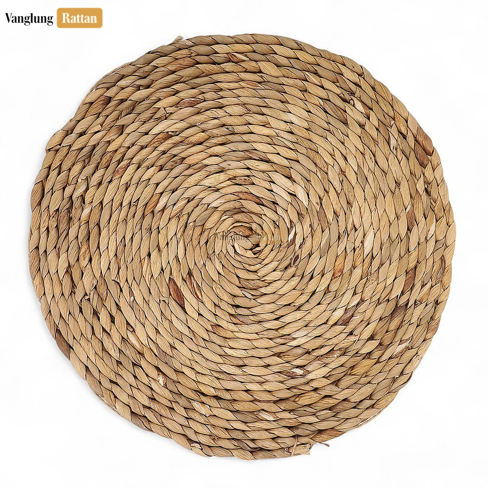Rattan Export Spiral Weave Round Placemat - Natural Water Hyacinth - REX-UP081010