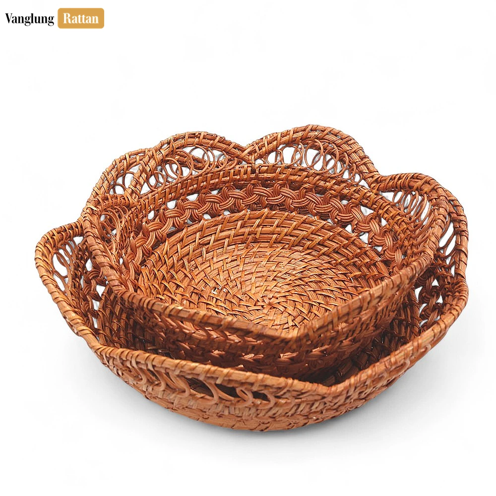 Rattan Export Decorative Woven Fruit Bowl Handcrafted Rattan and Bamboo Centerpiece Basket - REX-TW05BL0026