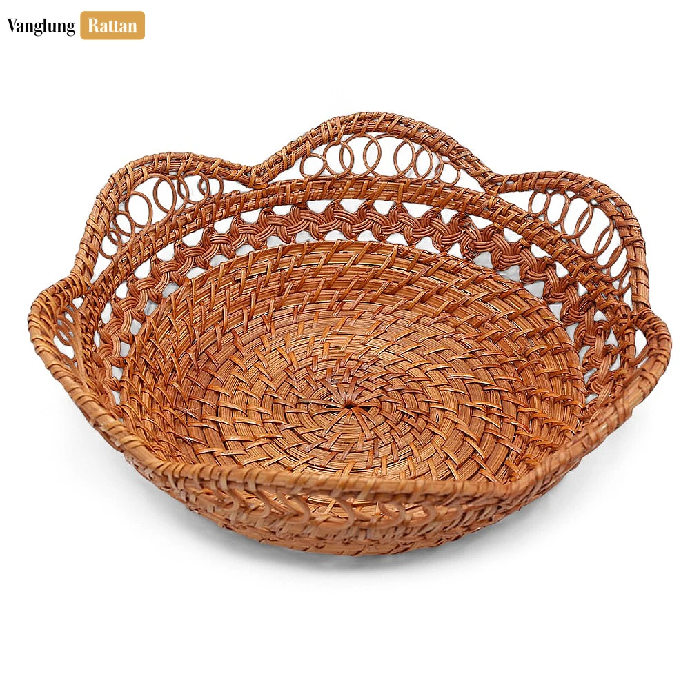 Rattan Export Decorative Woven Fruit Bowl Handcrafted Rattan and Bamboo Centerpiece Basket - REX-TW05BL0026