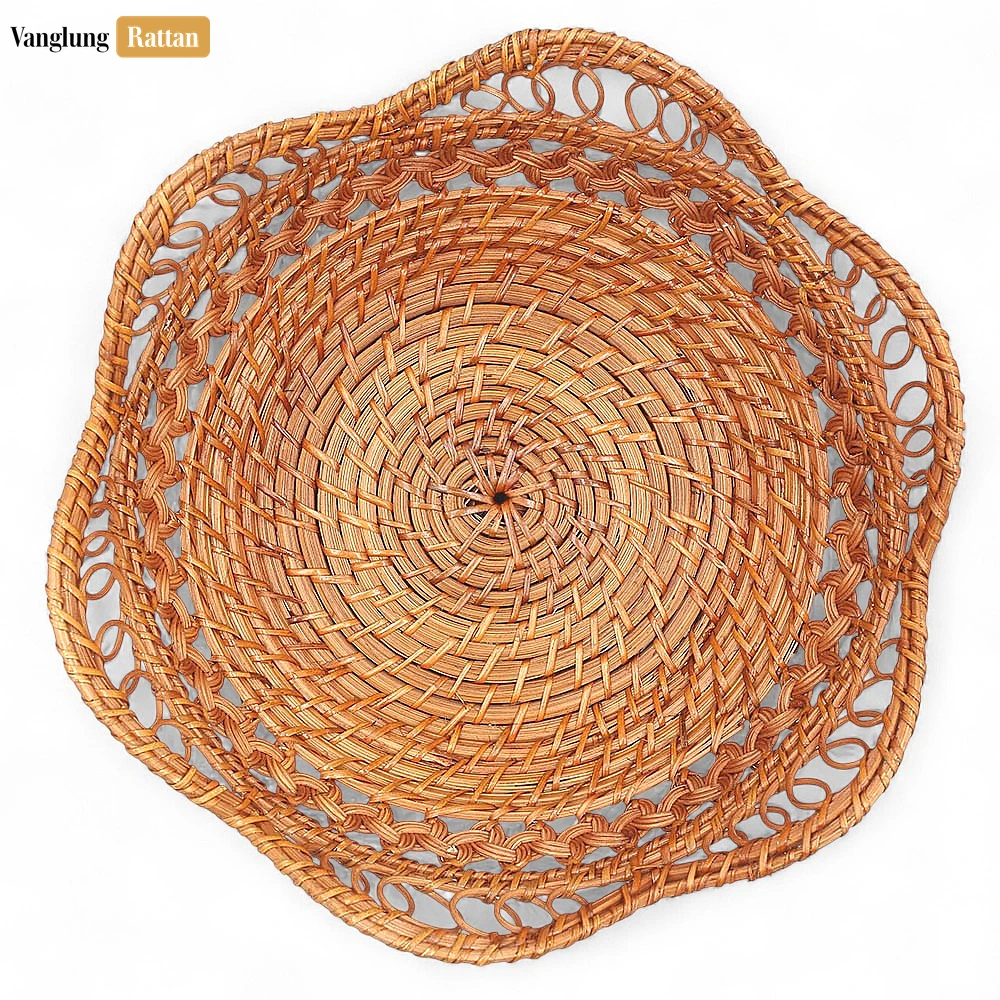 Rattan Export Decorative Woven Fruit Bowl Handcrafted Rattan and Bamboo Centerpiece Basket - REX-TW05BL0026