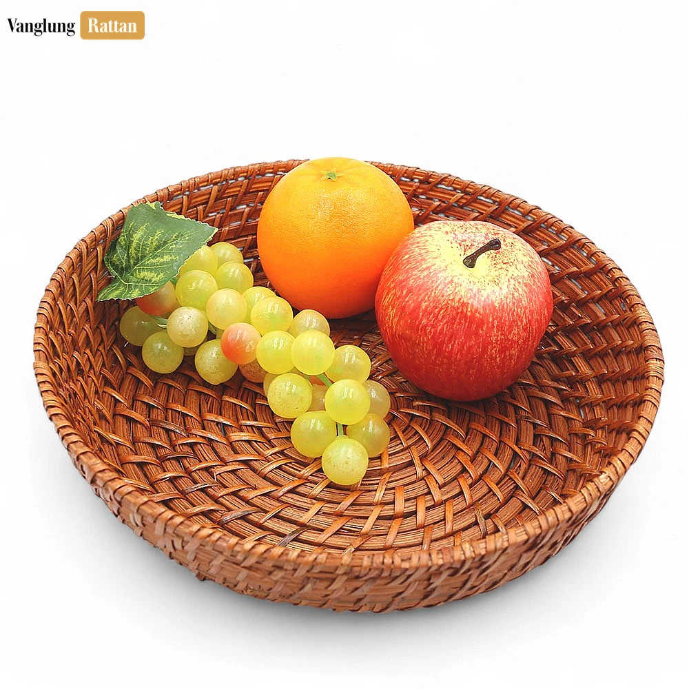 Rattan Export Dark Brown Handwoven Rattan Bamboo Serving Bowl - REX-TW05BL0025