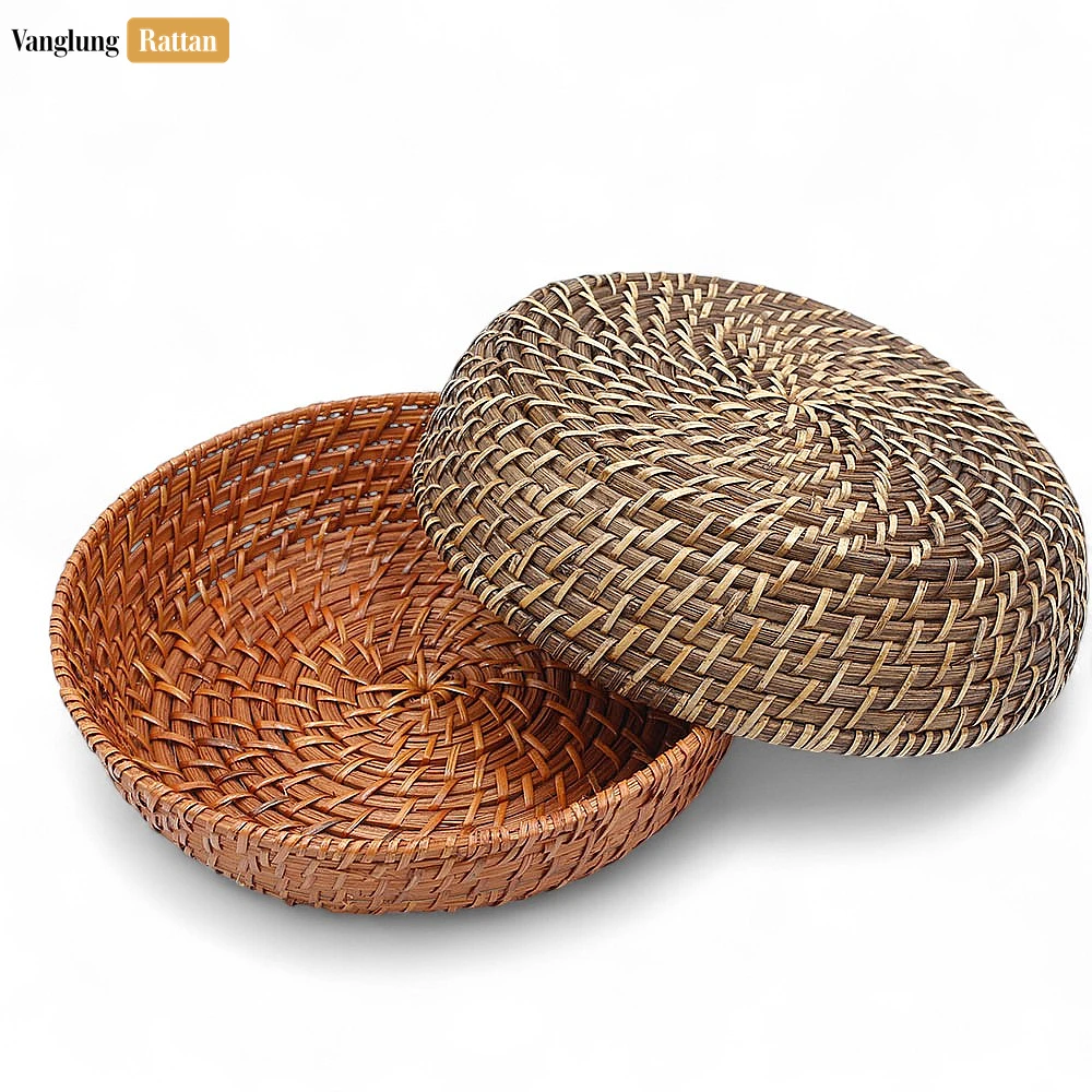 Rattan Export Dark Brown Handwoven Rattan Bamboo Serving Bowl - REX-TW05BL0025