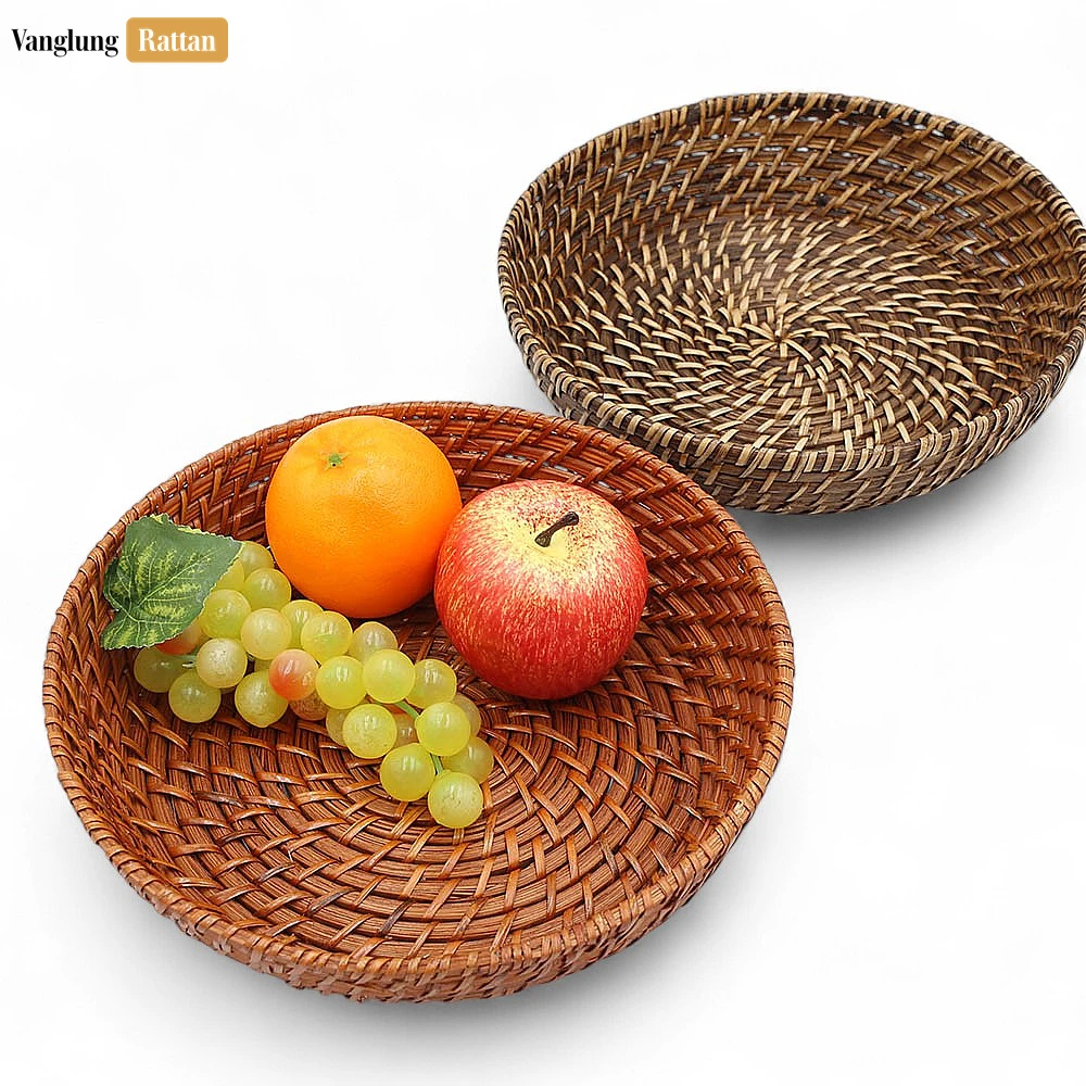 Rattan Export Dark Brown Handwoven Rattan Bamboo Serving Bowl - REX-TW05BL0025