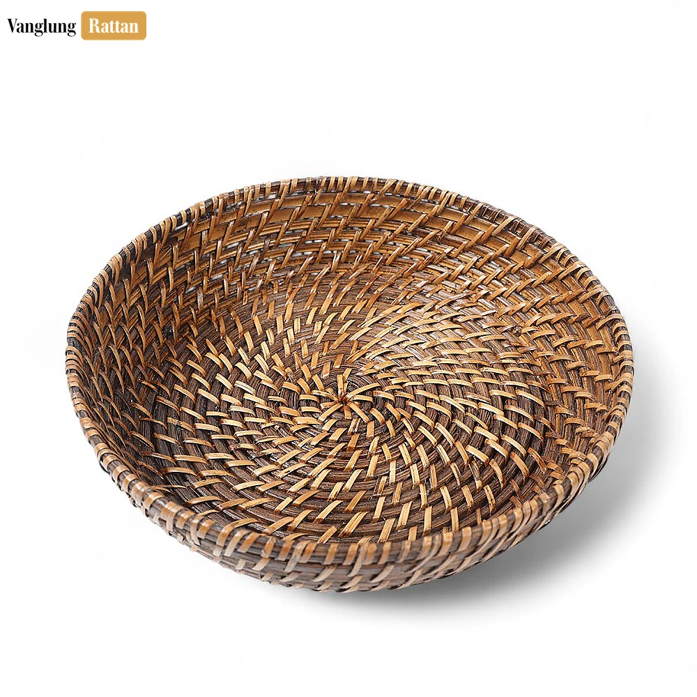 Rattan Export Dark Brown Handwoven Rattan Bamboo Serving Bowl - REX-TW05BL0025