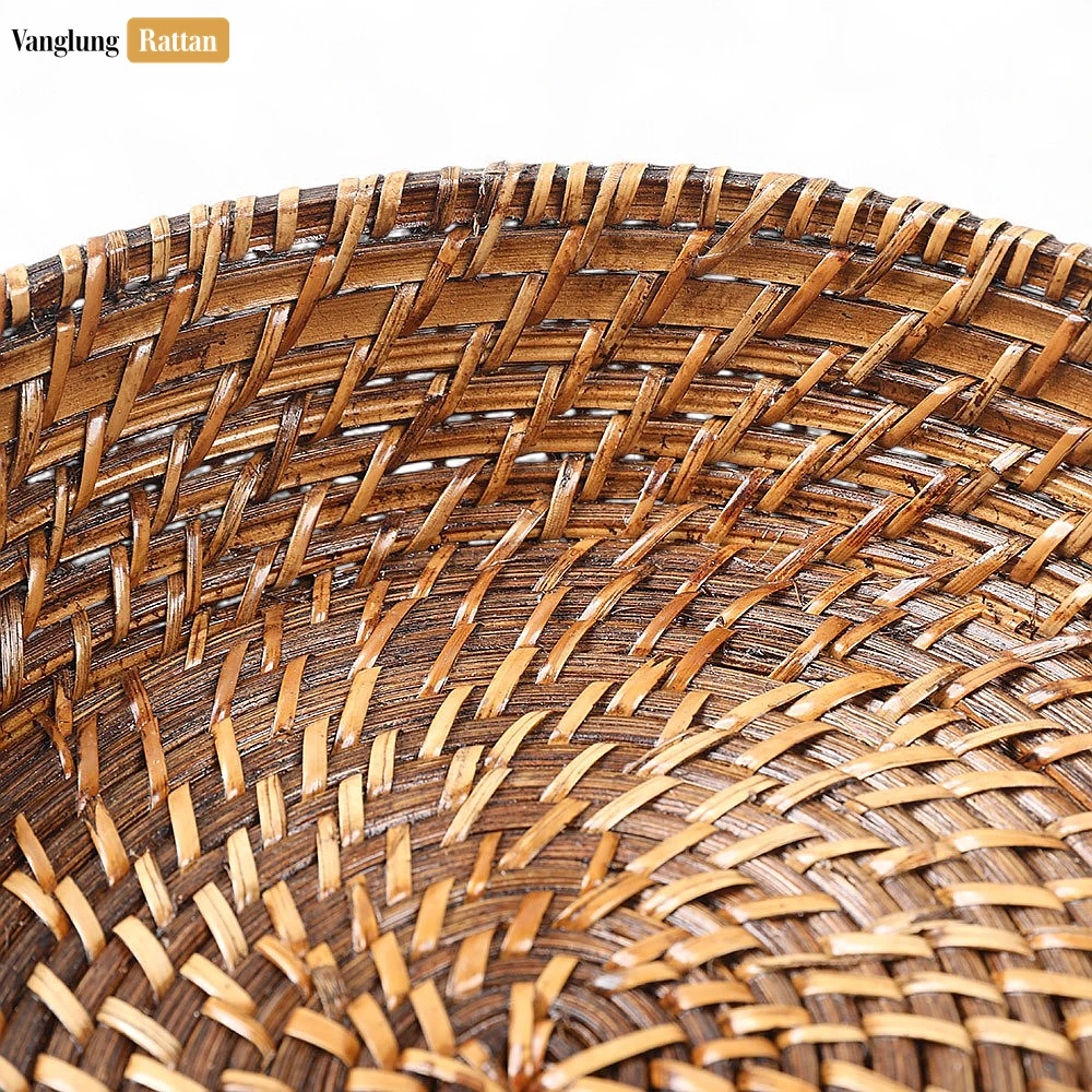 Rattan Export Dark Brown Handwoven Rattan Bamboo Serving Bowl - REX-TW05BL0025