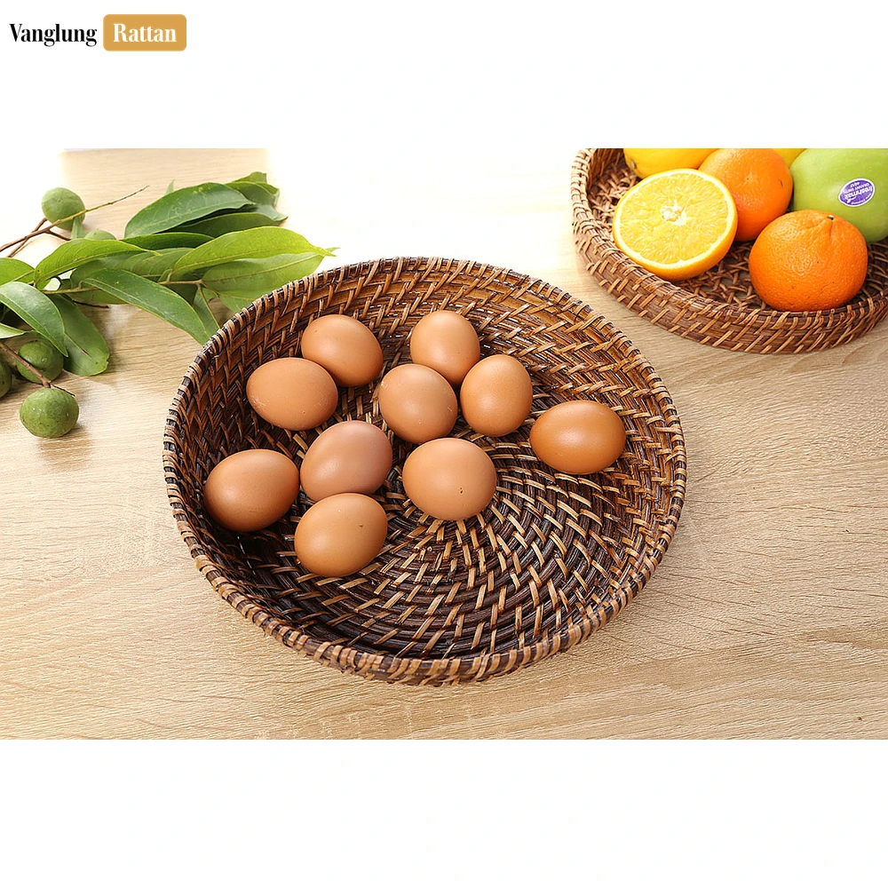 Rattan Export Dark Brown Handwoven Rattan Bamboo Serving Bowl - REX-TW05BL0025