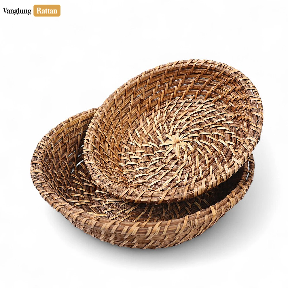 Rattan Export Natural Woven Fruit Bowl, Round Rattan and Bamboo Serving Bowl - REX-TW05BL0024