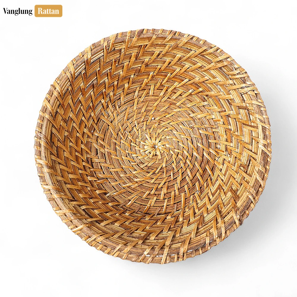 Rattan Export Natural Woven Fruit Bowl, Round Rattan and Bamboo Serving Bowl - REX-TW05BL0024