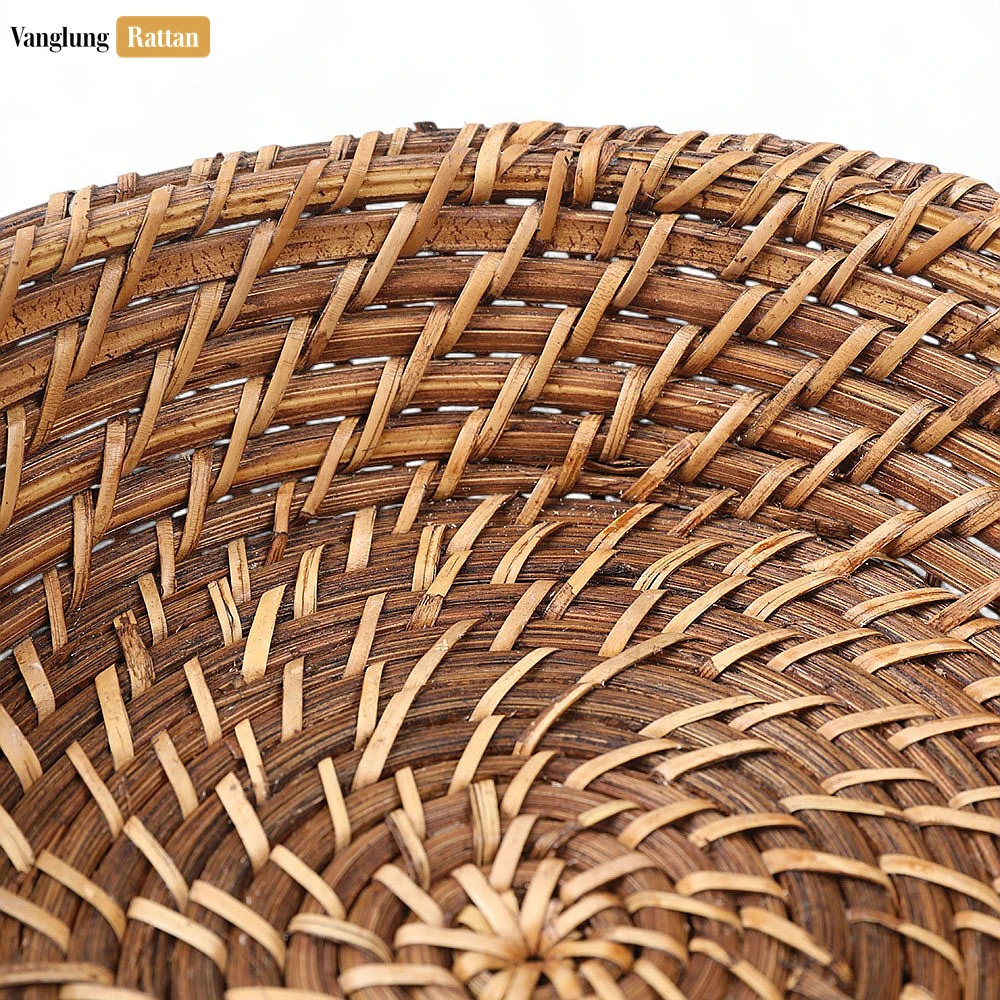 Rattan Export Natural Woven Fruit Bowl, Round Rattan and Bamboo Serving Bowl - REX-TW05BL0024