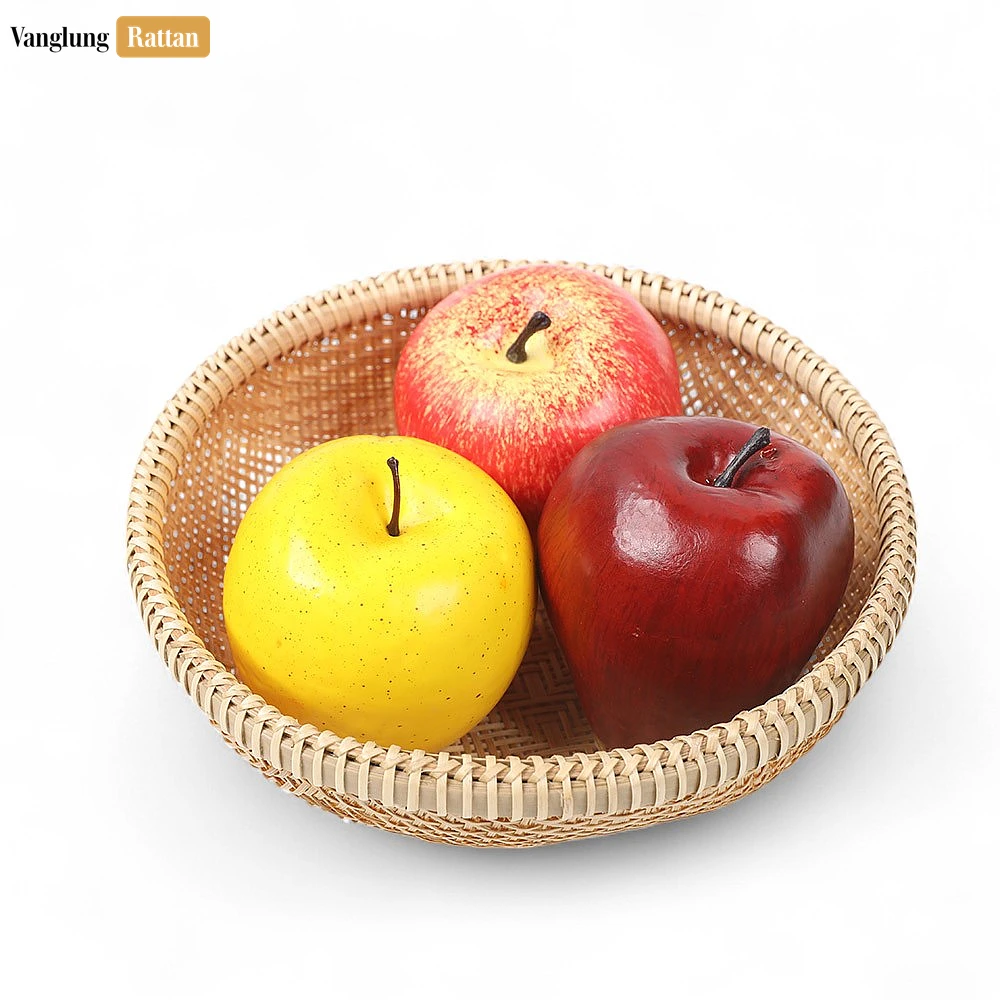 Rattan Export Handwoven Rattan Bamboo Bowl - Round Wicker Serving Tray for Fruit or Bread - REX-TW05BL0010