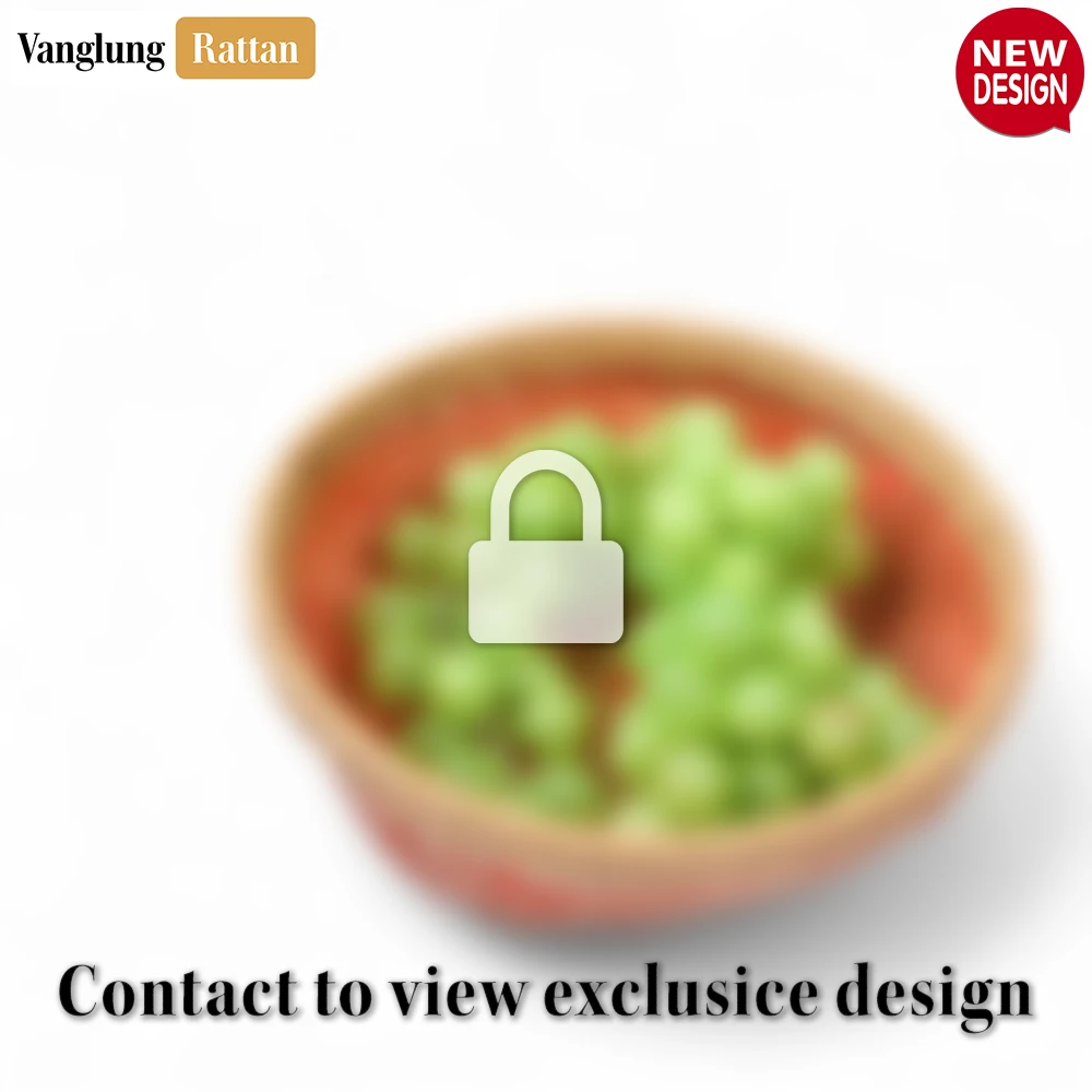 Rattan Export Round Woven Fruit Serving Bowl with Red and Natural Weave - REX-TW05BL008