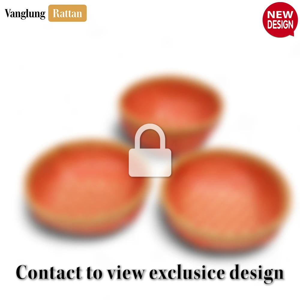 Rattan Export Round Woven Fruit Serving Bowl with Red and Natural Weave - REX-TW05BL008