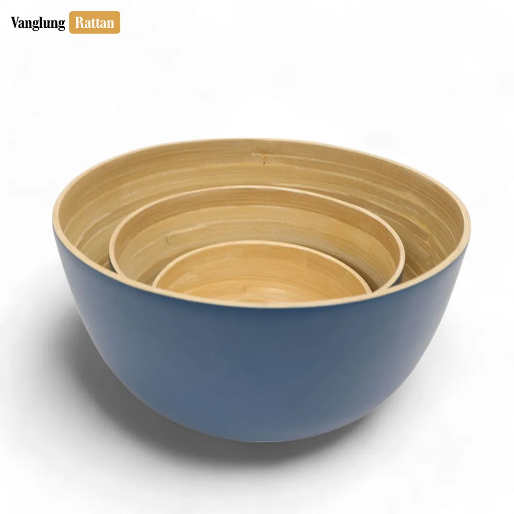 Rattan Export Deep Coiled Bamboo Serving Bowl Slate Natural - REX-TW06BL0037