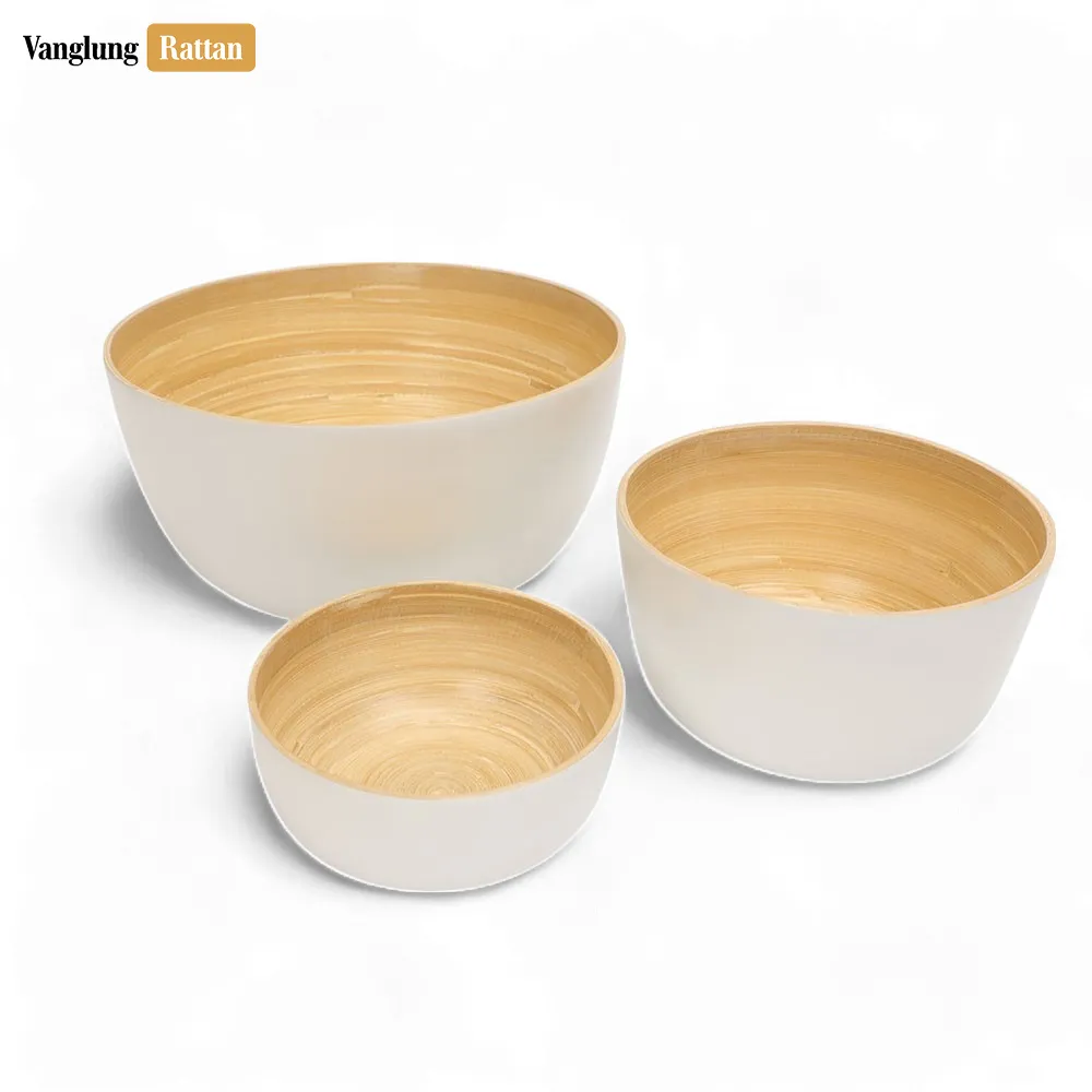 Rattan Export Deep Coiled Bamboo Serving Bowl Slate Natural - REX-TW06BL0037
