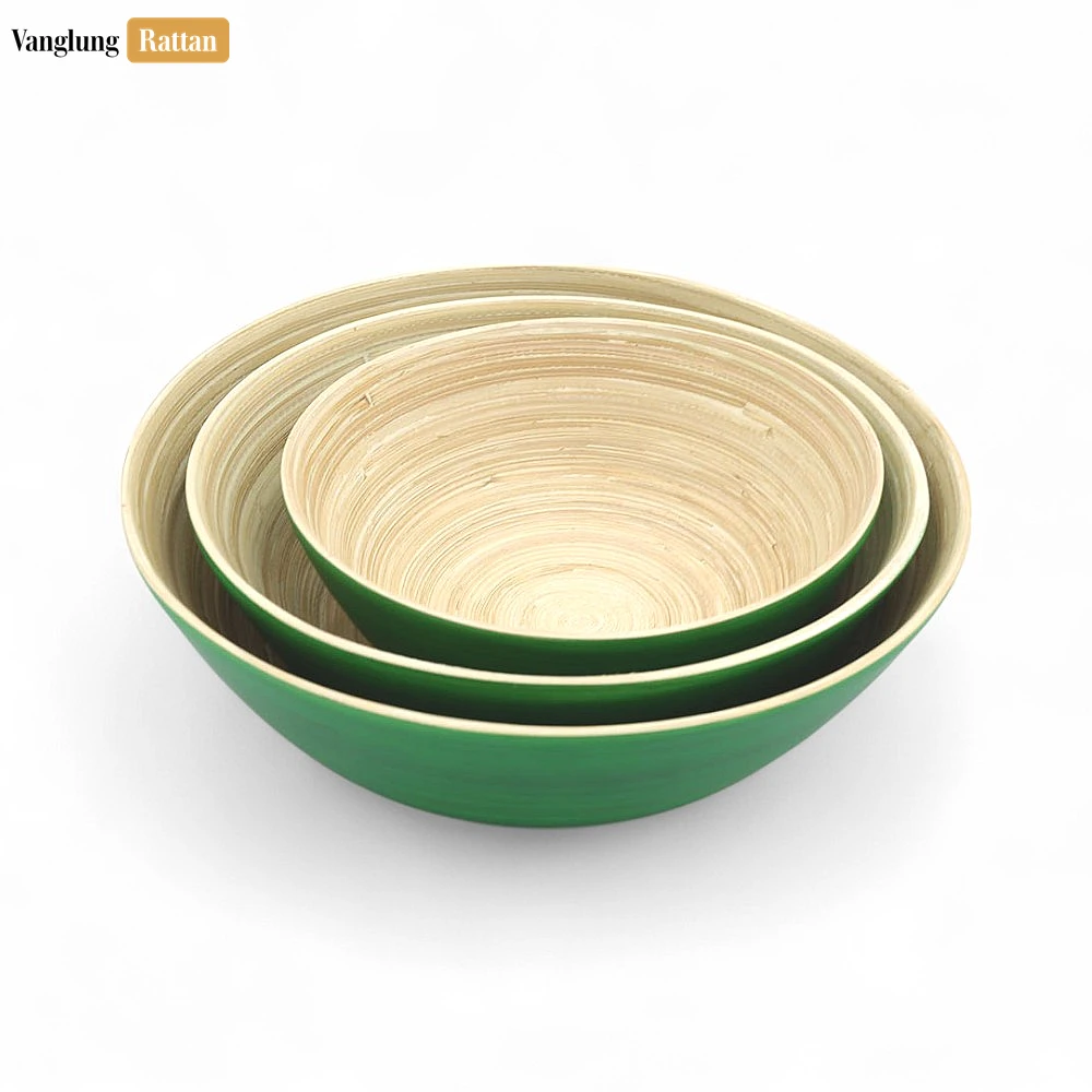 Rattan Export Green Bamboo Salad Bowl Natural Coiled Bamboo - REX-TW06BL0032