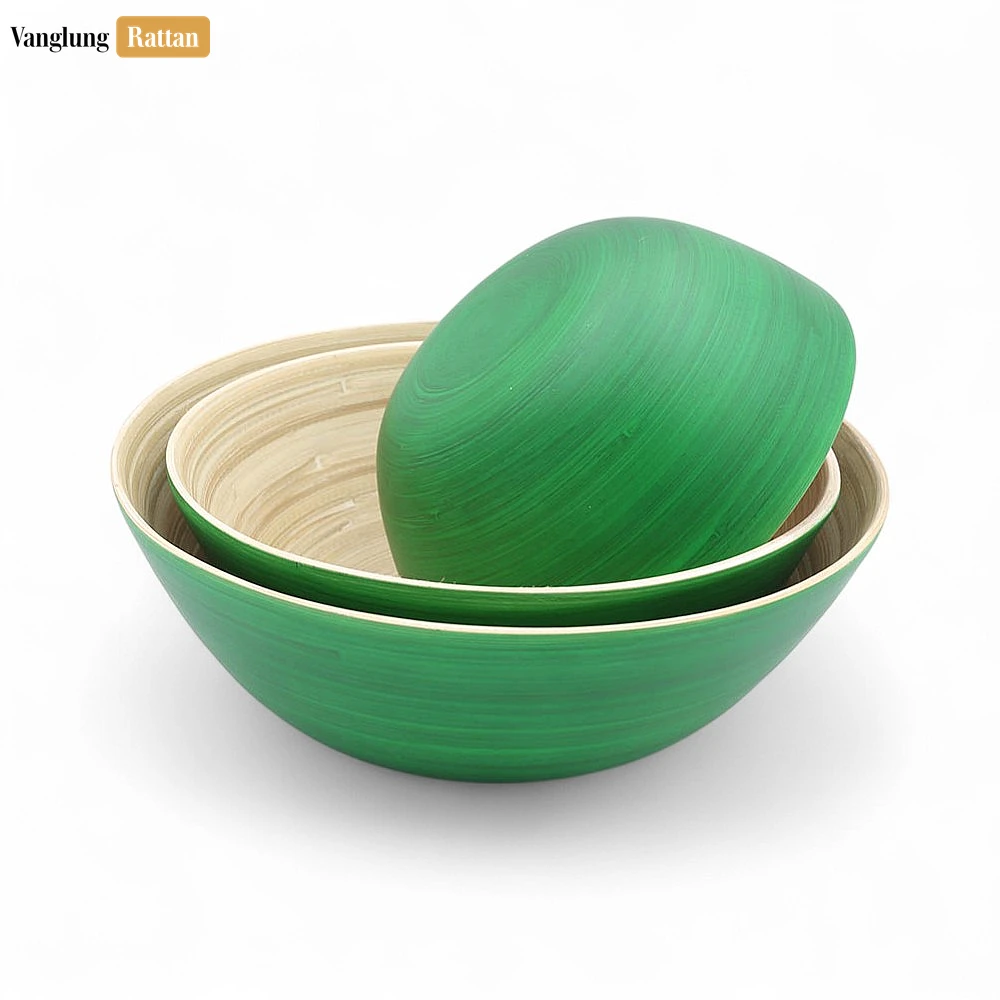 Rattan Export Green Bamboo Salad Bowl Natural Coiled Bamboo - REX-TW06BL0032