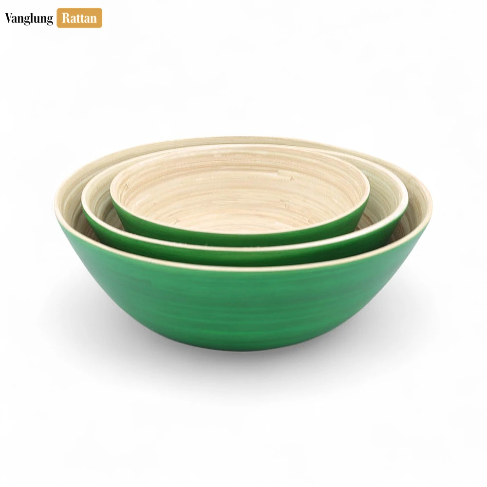 Rattan Export Green Bamboo Salad Bowl Natural Coiled Bamboo - REX-TW06BL0032